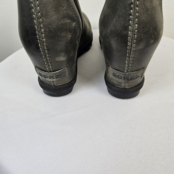 Sorel Joan Of Arctic Wedge II Boots Zip Waterproof Leather Quarry 9.5 - Picture 4 of 9